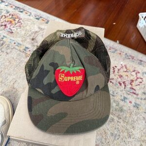 Supreme Camo Hat with Red Strawberry Patch